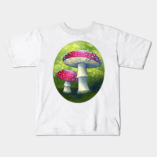 Cottagecore Mushrooms Kids T-Shirt by Molly11